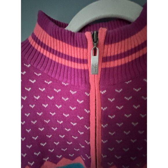 Neve 1/4 Zip Sweater Merino Wool Blend Womens Size L Polka Dot Print Pink - Picture 4 of 7